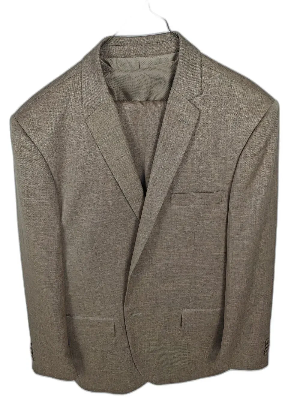 Mazari Men's 3 Piece Suit Tan Textured Size 46R Wool Blend Jacket Vest Pants